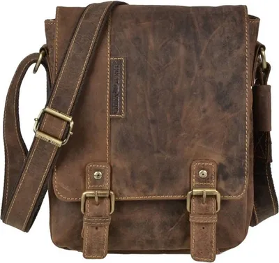 Produktbild von Greenburry Umhängetasche Leder sattel-braun Messenger Bag Vintage Tasche 1812-25