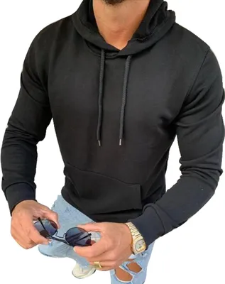 Produktbild von Megaman Kapuzenpullover Herren Hoodie Kapuzensweatshirt Pullover Sweatjacke Pulli Einfarbig Größe 2XL Schwarz