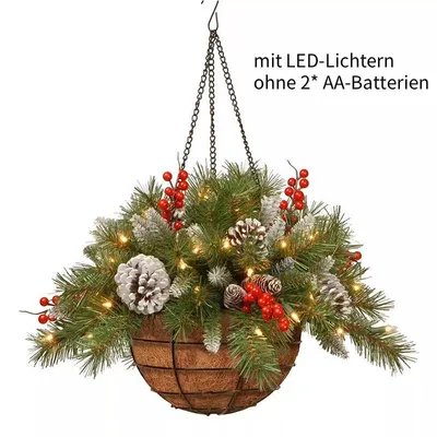 Immagine prodotto di Cesto artificiale da appendere Decorazione natalizia Cesto da appendere con aghi artificiali di abete Coni di abete per la decorazione natalizia