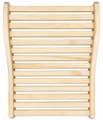 Produktbild von HAF 1x Sauna Rückenlehne Ergonomisch | Geschwungene Rückenstütze aus Espe | 49 x 40 cm | 14 Holzstäbe | Geschwungene Holzwangen | Rückenstütze
