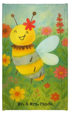 Produktbild von Mr. & Mrs. Panda Handtuch Biene Blume Design - Weiß - Geschenk, Mini-Handtuch, Frotteetuch, Kleines, gäste wc, Klein