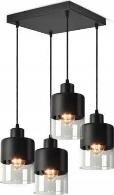 Produktbild von LUXOLAR Pendelleuchte Schwarz 4 flammig, Hängelampe mit getöntes Glas E27 60 W - Deckenleuchte für Wohnzimmer, Küchen - Modern Design
