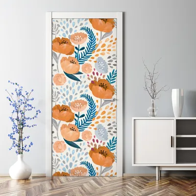 Produktbild von Dekorative Türposter selbstklebend Klebefolie Wandaufkleber Tür dekoration  Orangenmohn 77 x 200 cm