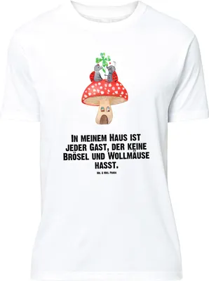 Produktbild von Mr. & Mrs. Panda Größe XL T-Shirt Marienkäfer Fliegenpilz - Weiß - Geschenk, Haus, mit Spruch, Wohnung, Tshirt, Shirt, Zuhause, Lustige Sprüche, Fleigenpilzhaus