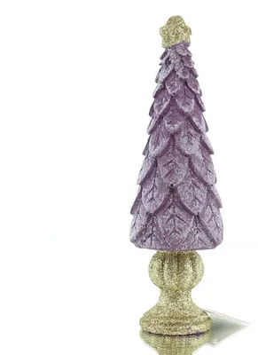 Produktbild von Riffelmacher Weihnachtsdeko Tannenbaum Lila mit goldenem Stern 26 cm - Polyresin