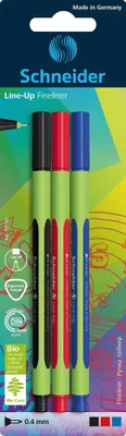 Produktbild von Schneider Fineliner Line-Up Blisterkarte mit 3 Stück, sortiert