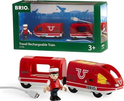 Immagine prodotto di BRIO Treno passeggeri, ricaricabile, trenino in legno, con USB, dai 3 anni, rosso