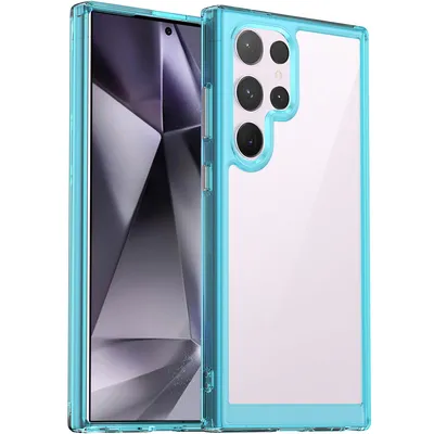 Produktbild von Galaxy S24 Ultra Hülle, Klar Rückseite Stoßfeste TPU Silikon Bumper Schutzhülle für Samsung Galaxy S24 Ultra Hellblau