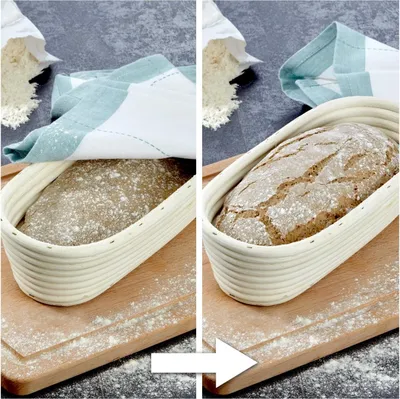 Produktbild von Rijsmand für Brotbacken - 29 x 14,5 cm - natürliches Material - ovales Rijsmandchen - Teigunterlage - 500-700g - CA.