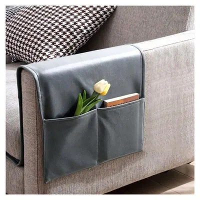 Produktbild von Sesselschoner mit 2 Taschen, Armlehnenbezüge für Relaxsessel, wasserfeste Armlehnenschoner, Sesselbezüge für Bürostühle, Zuhause Fernsehsessel, Sofa, Stuhl, 40x110cm, Grau