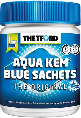 Image de THETFORD Aqua Kem Blue Sachets - 15 sachets hautement concentrés - Réduit la formation de gaz