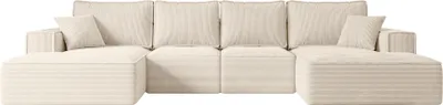 Produktbild von ALTDECOR Ecksofa mit Schlaffunktion und Bettkasten - Corner Sofa Eckcouch Couch U-Form universal, links/rechts angeordnet Schlafcouch Ausziehbar Wohnlandschaft SIERRA-U-S - 349x161x87 cm Beige