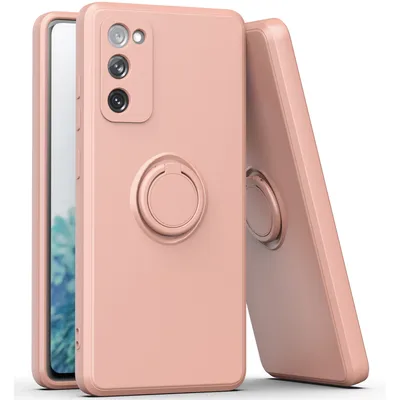 Obrázek produktu pro Samsung S20 FE Pouzdro, s prstencovým držákem a stojánkem, odolné proti poškrábání, měkký silikon pouzdro pro Samsung Galaxy S20 FE/S20 FE 5G/S20 FE 2022 Růžový