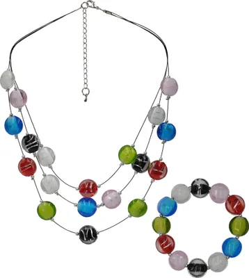 Produktbild von Steuer Modeschmuck Schmuckset Metall 49cm mehrfarbig Glasstein 445000065
