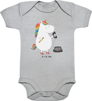 Produktbild von Mr. & Mrs. Panda Strampler Baby Einhorn Sekretärin 12. - 18. Monat - Heather Grey - Geschenk, Einhörner, Büro, Babybody, overall, Babystrampler, Steuerkanzlei, Unicorn