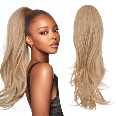 Produktbild von Pferdeschwanz mit Kordelzug Damen gewellt 56 cm Aschblond synthetisch
