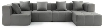 Immagine prodotto di MILYSOFA SOFABULOUS: divano angolare modulare a 5 posti con chaise longue, raffinato tessuto a ricami, grigio nuvola