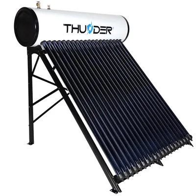 Immagine prodotto di THUNDER Collettore solare sottovuoto Heat Pipe 200 l 20 tubi scaldacqua solare acciaio inox SUS304 serbatoio acqua calda nero