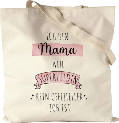Produktbild von Ich Bin Mama Weil Superheldin Kein Anerkannter Job Ist Jutebeutel Stoffbeutel Canvas  Geschenk Danke Sagen