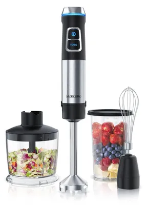 Zdjęcie produktu dla Blender ręczny ze stali nierdzewnej - 1200 W - 3 w 1 z trzepaczką i rozdrabniaczem - Dzbanek 800 ml