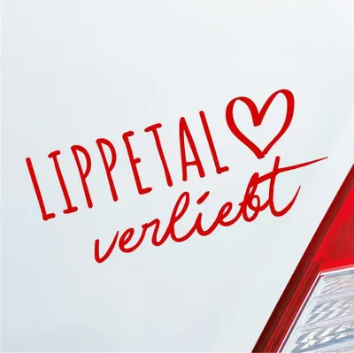 Produktbild von Auto Aufkleber Lippetal verliebt Herz Gemeinde Liebe Car 19x8 cm Rot Sticker Heckscheibenaufkleber