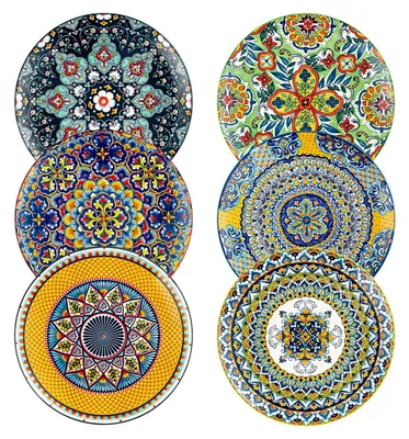 Obrázok produktu pre Sada šiestich porcelánových tanierov na šalát v bohémskom štýle