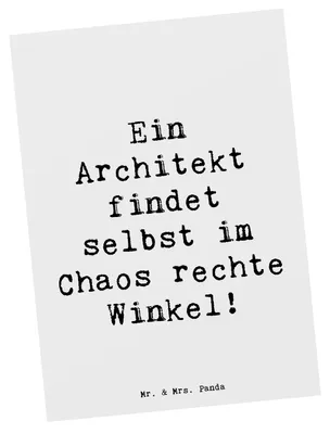 Produktbild von Mr. & Mrs. Panda Grußkarte Spruch Architekt Chaos - Weiß - Geschenk, Postkarten, Ansichtskarten, bildkarte, Ansichtskarte, Postkarte, Fotokarte, Gebäudegestalter, Beruf