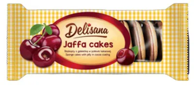 Zdjęcie produktu dla DELISANA Biszkopty z galaretką o smaku wiśniowym w polewie kakaowej 135g