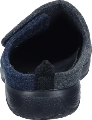 Produktbild von Fly Flot Damen Pantoffel PET Filz Hausschuh mit Libellen Stickerei und Knopf, Größe:41 EU, Farbe:Blau