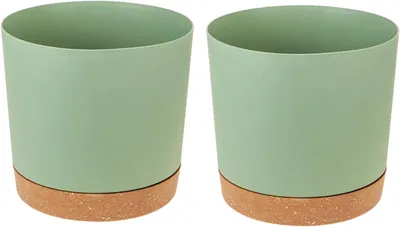 Image de Lot de 2 pots de fleurs, diamètre de 12 cm, avec soucoupe, en plastique, pour intérieur et extérieur