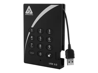 Produktbild von Apricorn Aegis Padlock USB 3.0 500GB, 500 GB, 3.2 Gen 1 (3.1 Gen 1), 5400 RPM, Schwarz