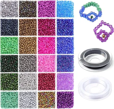 Produktbild von Rocailles-Perlen 3 mm, Neonfarben, 4800 Stück, für Schmuckherstellung