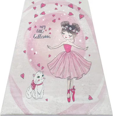 Produktbild von BAMBINO 2161Waschteppich Ballerina, Kätzchen für Kinder Anti-Rutsch - rosa Rosa 160x220 cm