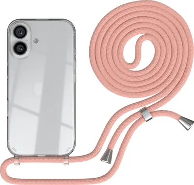 Produktbild von EAZY CASE Handykette mit Hülle für Apple iPhone 16 Backcover Handykette, zum Umhängen in Hellrosa