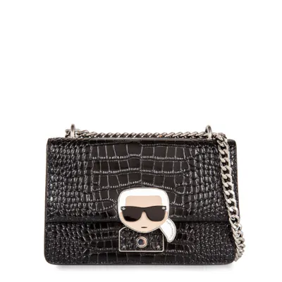 Produktbild von Karl Lagerfeld K Ikonik Frauen Kroko Druck Leder Kreuzbody Tasche Schwarz – Einheitsgröße / Schwarz