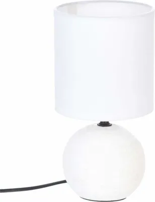 Obrázek produktu pro Bílá noční lampička Boule, dekorativní osvětlení se stínidlem a keramickým podstavcem E14