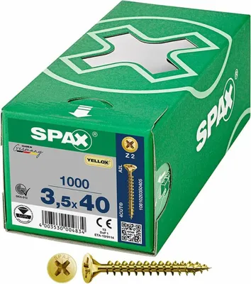 Image de SPAX® 1081020350405 SPAX® Universalschrauben Z2 Senkkopf YELLOX 1081020350405 3,5 mm x 40 mm, 1000 St.