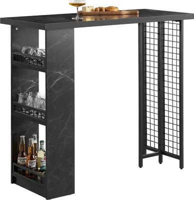 Image de FWT100-SCH, table de bar/bistrot/table d'appoint, noir - pour la cuisine, le balcon et le comptoir