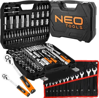 Obrázek produktu pro Sada klíčů 110 kusů, velikosti 1/2 palce a 1/4 palce, saténový povrch - Neo Tools