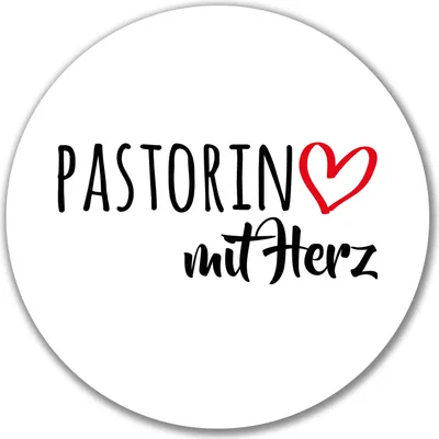 Produktbild von Huuraa Aufkleber Pastorin mit Herz 10cm rund Sticker Geschenkidee
