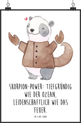 Produktbild von Mr. & Mrs. Panda Bild Skorpion Astrologie DIN A5 - Weiß - Geschenk, Wanddekoration, kunstdruck poster, Plakat, Wandbild, Sternzeichen, Tierkreiszeichen, drucke