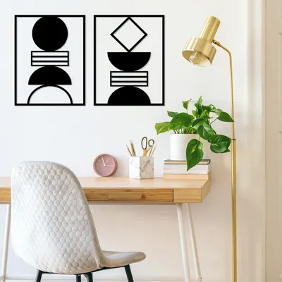 Immagine prodotto di Wallity, Geometrico- TNL1863, Nero, Altre decorazioni per la casa, 86 x 52 cm, 100% metallo (Spessore: 1