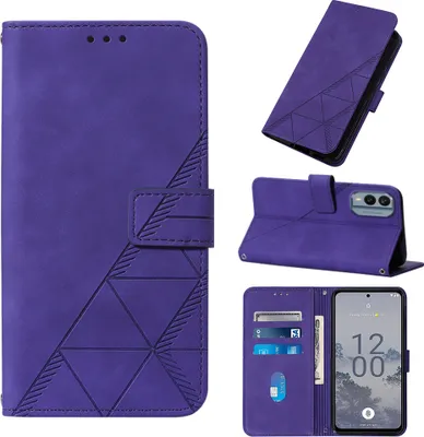 Produktbild von Hülle für Nokia X30 5G Prägung Flip Leder Kartenfächer Schutzhülle mit Ständer Lila