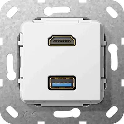 Produktbild von GIRA HDMI,USB 3.0A Kabelpeitsche 567903 Einsatz Reinweiß