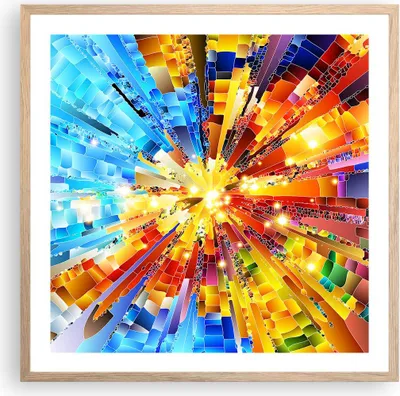 Produktbild von Gerahmtes Poster - Rahmen in heller Eiche - Abstraktion modern - 60x60 cm - Wand Bild - Wanddeko - Wandbilder - Wandposter - Bilderrahmen - Bilder - Kunstdruck - Wandbild - P2NAC60x60-3982