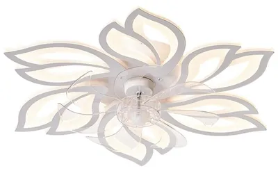 Obrázek produktu pro Chytrý stropní ventilátor se světlem – LED stropní svítidlo – 60 W, ovládání přes aplikaci a dálkové ovládání, 6 rychlostí, 3 barevné teploty 3000–6500 K, časovač, 220 V, bílá