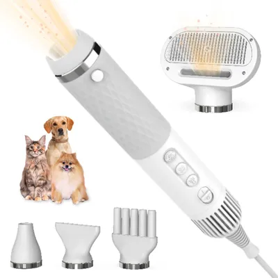 Produktbild von Haustierföhn 5-in-1 mit Temperaturregelung, 4 Aufsätze, für Hunde und Katzen