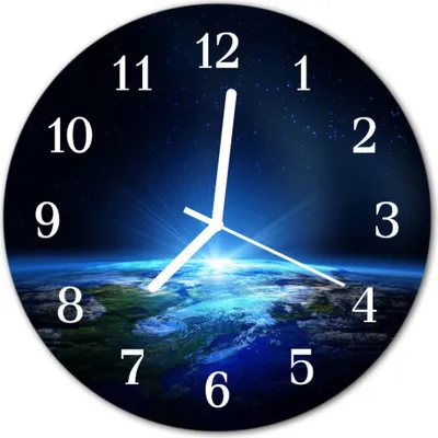 Produktbild von Glasuhr Wanduhr Küchenuhr Echt-Glas 30fi cm Erde Weltall blau