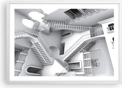 Produktbild von Gerahmtes Poster - Weißer Rahmen - Wissenschaft Illusion Treppen - 70x50 cm - Wand Bild - Wanddeko - Wandbilder - Wandposter - Bilderrahmen - Bilder - Kunstdruck - Wandbild - P2WAA70x50-4277