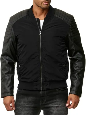 Produktbild von Reslad Kunstlederjacke Herren-Jacke Männer Übergangs-Jacke Two Tone Leder-Jacke RS-9019 Schwarz-Schwarz S